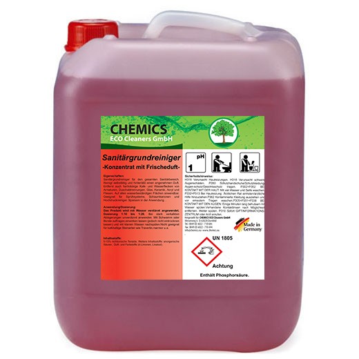 Sanitärgrundreiniger rot 10 Liter Kanister - UN 3264, Klasse 8, VG III
