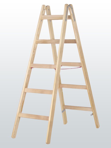 Holz-Sprossenstehleiter, beidseitig begehbar