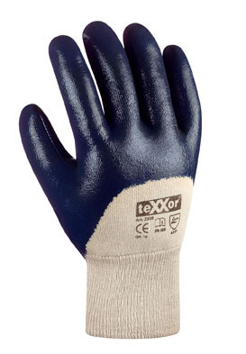 teXXor® Nitril-Handschuhe mit Strickbund 3/4 beschichtet blau