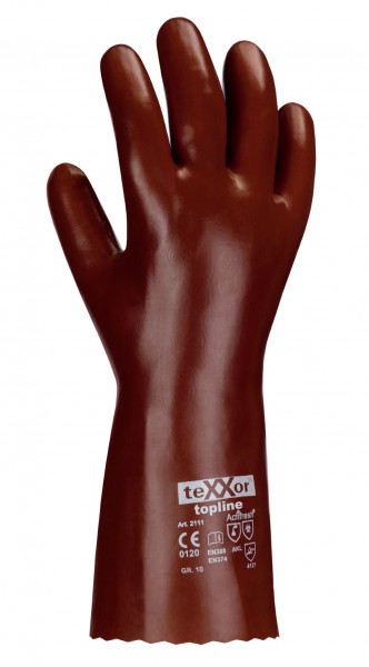 teXXor® Chemikalien-Schutzhandschuhe PVC, rotbraun 35 cm Länge