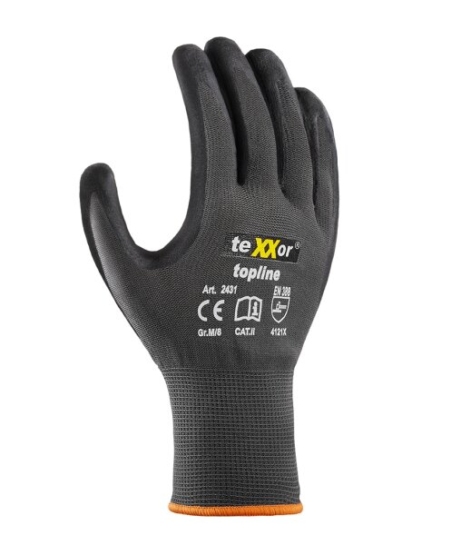 teXXor® Nylon-Strickhandschuhe topline Nitril beschichtet Gr. 10