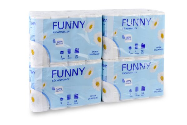 Küchenrolle 3 lagig, 50 Blatt, hochweiß, 12x4 Rollen