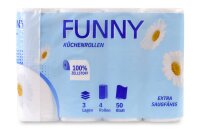 Küchenrolle 3 lagig, 50 Blatt, hochweiß, 12x4 Rollen