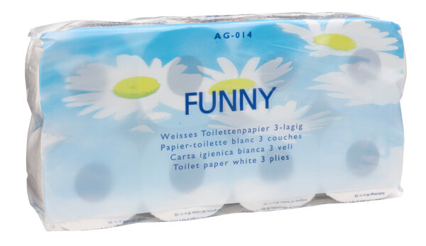 WC-Papier FUNNY 3-lagig, hochweiß (9 x 8 Rollen)
