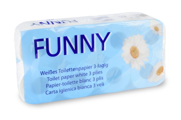 WC-Papier FUNNY 3-lagig, hochweiß (9 x 8 Rollen)
