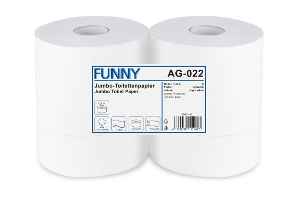 Jumbo-Toilettenpapier 2-lagig, hochweiß